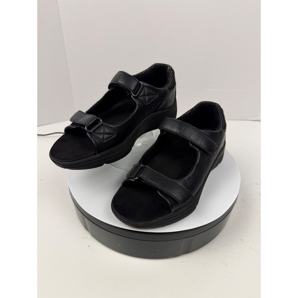 Drew Orthopedic Women's Black Leather Adjustable Comfort Walking Sandals 7.5M